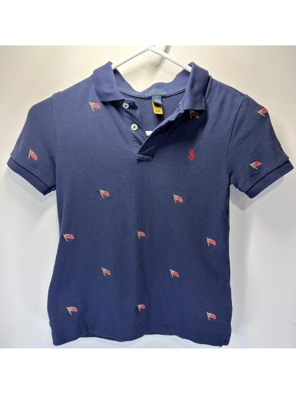 Boys Polo Ralph Lauren Navy patriotic flag polo shirt size 6